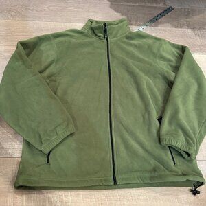 DEVON & JONES MENS LARGE GREEN FLEECE ZIP UP JACKET NWOT